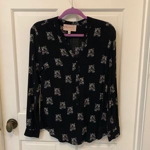 Philosophy black tiger print blouse